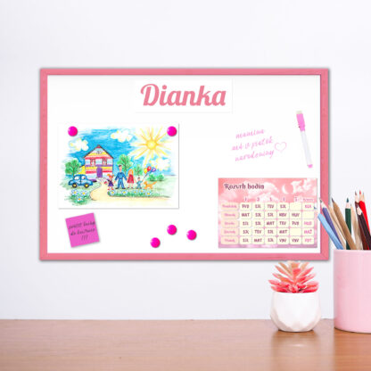magneticka tabula drevena 40x60 ruzova pre dievca do detskej izby