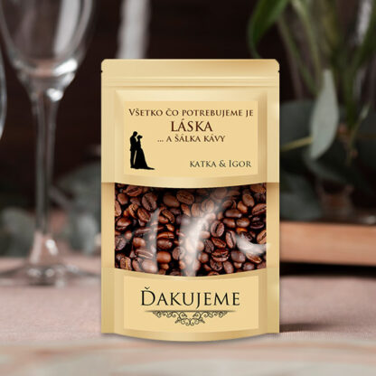 vrecko na kavu darcek pre hosti pre svadobcanov